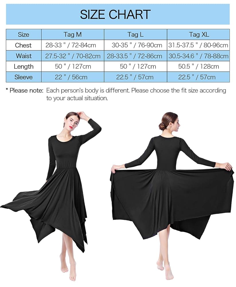 Amazon.com: ZX Women Long Sleeve Praise Dance Dress